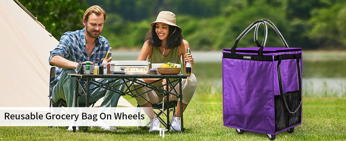 rolling tote bag reusable grocery bag on wheels rolling tote