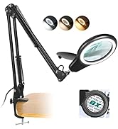 TOMSOO 8X Magnifying Glass with Light and Stand, Real Glass LED Lighted Magnifier, 3 Color Modes ...