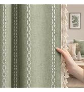 XOGUIBO Green Boho Blackout Curtains 2 Panels 84 Inch for Living Room Bedroom, Linen Texture Farm...