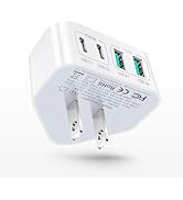 40W USB C Charger Block, 4-Port Flat USB C Wall Charger Fast Charging Block[2 USB A &amp; 2 USB C ] M...