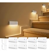 NIORSUN Motion Sensor Night Lights, 8 Pack White Rechargeable 2-Mode Stair Lights Indoor with 3 C...