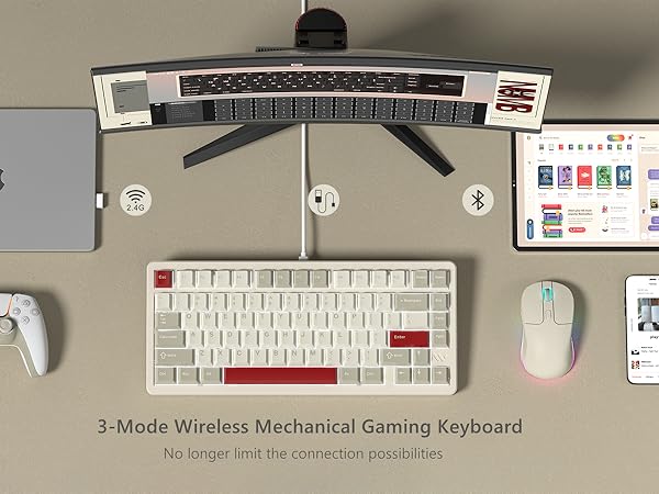 Wireless Mechanical Gaming Keyboard, VIA Custom Keyboard, RGB Creamy Gaming Keyboard