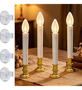 Xingzd 4PK Battery Operated LED Window Candles, 7.75" Christmas Candle Lamp | 6-18H ON/OFF Timer,...