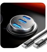 LISEN 108W Car Charger USB C Fast Charging for iPhone Duo 3-Port Cigarette Lighter Adapter Super ...