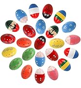 Peohud 24 Pack Wooden Egg Shakers, Maracas Percussion Musical Easter Eggs for Kids, Musical Instr...