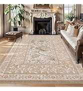 GarveeHome Provence 8x10 Area Rugs for Living Room, Botanical Grove Pink Brown Scroll Cottagecore...