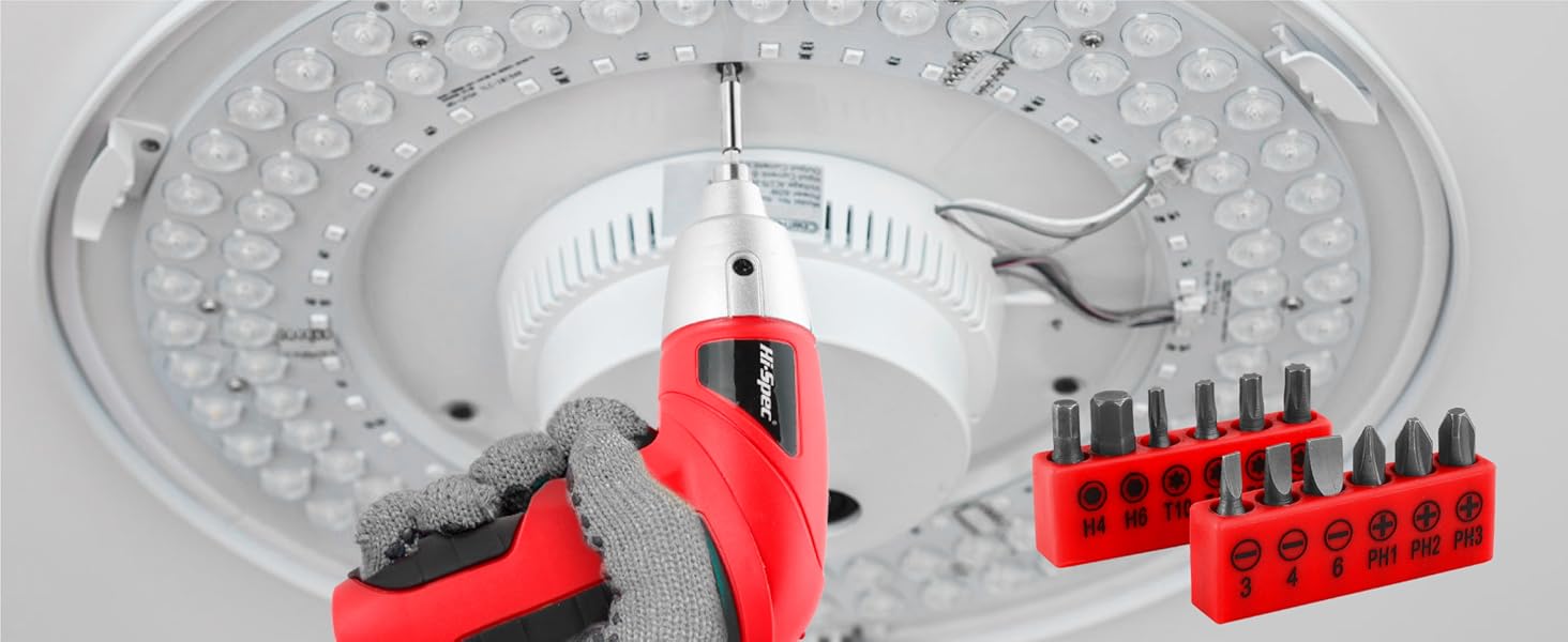 Hi-Spec 19pc 3.6V Red USB Small Power Screwdriver &amp;amp; Home DIY Tool Kit Set