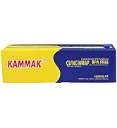 KAMMAK Plastic Wrap with Slide Cutter - 12 Inch Food Service Cling Film Roll - Clear Refillable S...