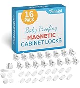 16 Pack Child Safety Magnetic Cabinet Locks - Vmaisi Children Proof Cupboard Baby Locks Latches -...