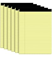 Roneky 6 Pack Yellow Legal Pads, 8.5 x 11 College Ruled Notepads, Yellow Writing Paper Note Pads ...