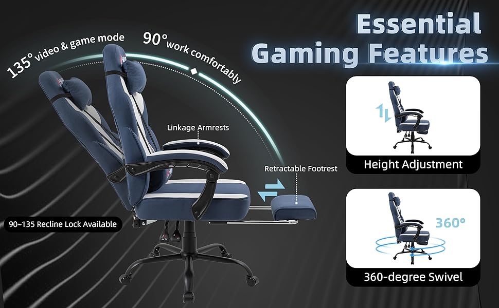Gaming Chair with Pocket Spring Cushion