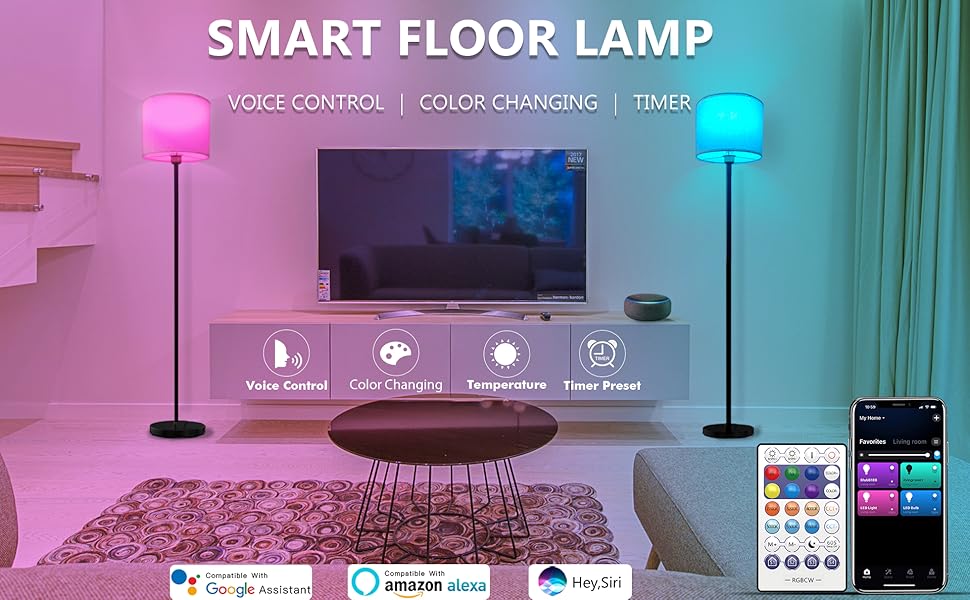 Smart LED Floor lamp with lamp shade