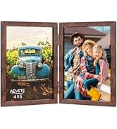AEVETE 4x6 Picture Frames Double Hinged Wood Folding Photo Frames Vertical with Plexiglass Front,...