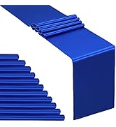 SiinvdaBZX 12 Pcs Royal Blue Satin Table Runner 12 x 108 inches Long, Bright Smooth Satin Wedding...