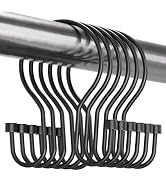 Bathway Shower Curtain Hooks Black Shower Curtain Rings, Simple Double Hook Shower Curtain Hooks ...