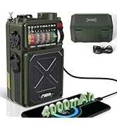 Emgykit Emergency Crank Radio - 4000mAh/14800mWh AM/FM/WB/SW/NOAA Weather Radio with Bluetooth,Fl...