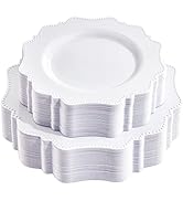 COLOSUS 60pcs White Plastic Plates-Heavy duty white disposable plate for party/wedding/ anniversa...