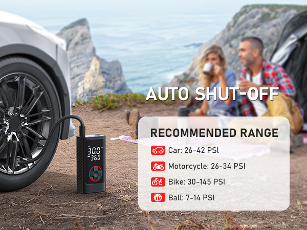 Tire Inflator Portable Air Compressor Auto Shut- Off