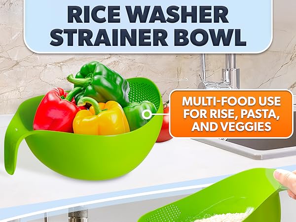 strainer with handle, fruit washer, colander for kitchen, kitchen strainer, food strainer