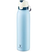 Meoky 24 oz Travel Water Bottle Insulated: Leak Proof Locking Lid, 2-in-1 Straw and Spout, 24 Hou...