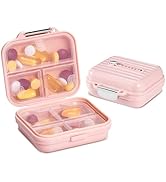 Daviky Travel Pill Organizer,Small 7-Compartment Pill Box for Vitamins &amp; Medications, Compact Med...