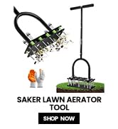 Saker Manual Lawn Aerator Tool with 15 Iron Spikes Adjustable Height, Double-Layer Spring, Heavy-...