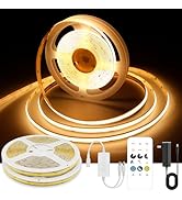 AXMOTUT 32.8ft COB LED Strip Light Warm White, High Bright LED Strips with 320LEDs, RF Remote and...
