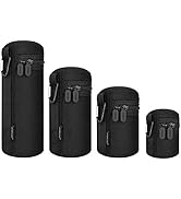 ARVOK Lens Pouch Set, Water Resistant Protective Lens Cases for DSLR Camera Lens, 4 Size Thick Ca...