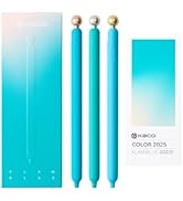 Kaco POPUP Gel Ink Pen Klam Blue 3 Pieces, Side Press Design, Soft Rubber Coated Barrel, Metal We...