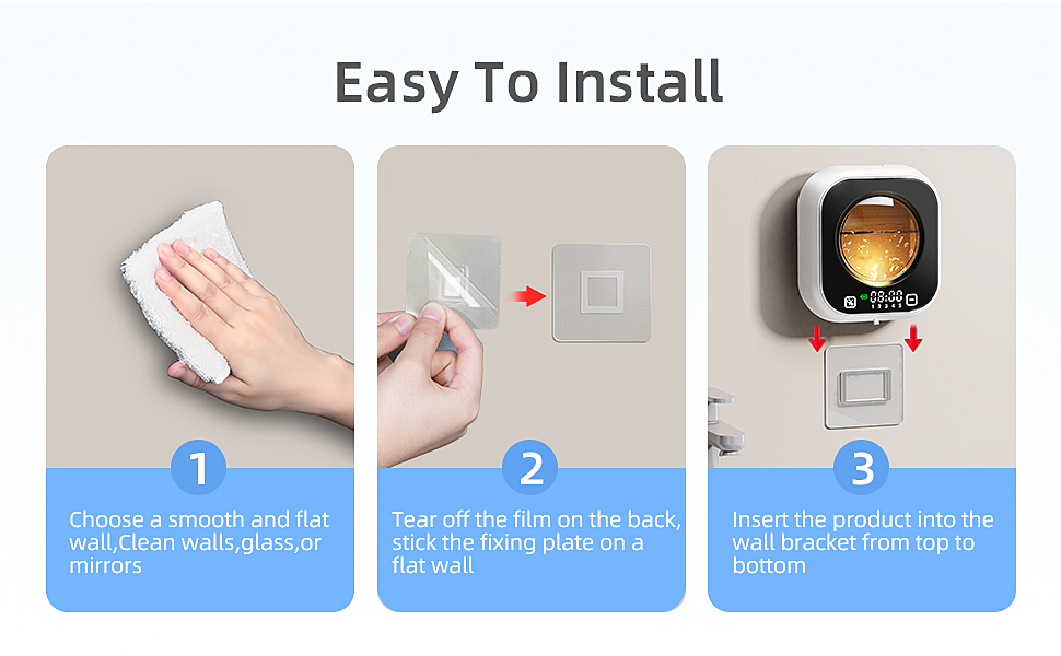 Automatic Touchless Soap Dispenser - Easy No-Drill 3-Step Wall Installation