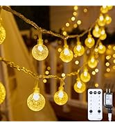 Crystal Globe String Lights Plug in - 33 ft 100 LED Globe Fairy String Lights with Remote and Tim...