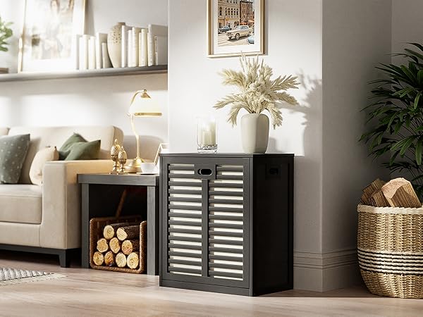 living room bamboo laundry hamper cabinet