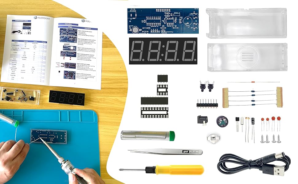 Digital Clock Soldering Practice Kit, Alarm Clock Soldering Project Kit for Beginners, Welding Board