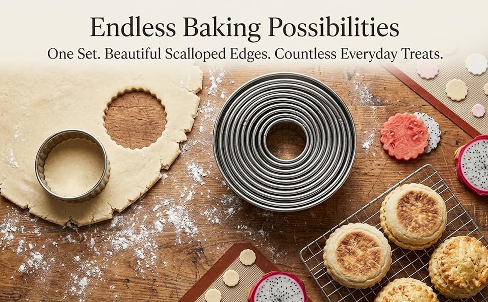 11Pcs Fluted Round Cookie Cutter Set
