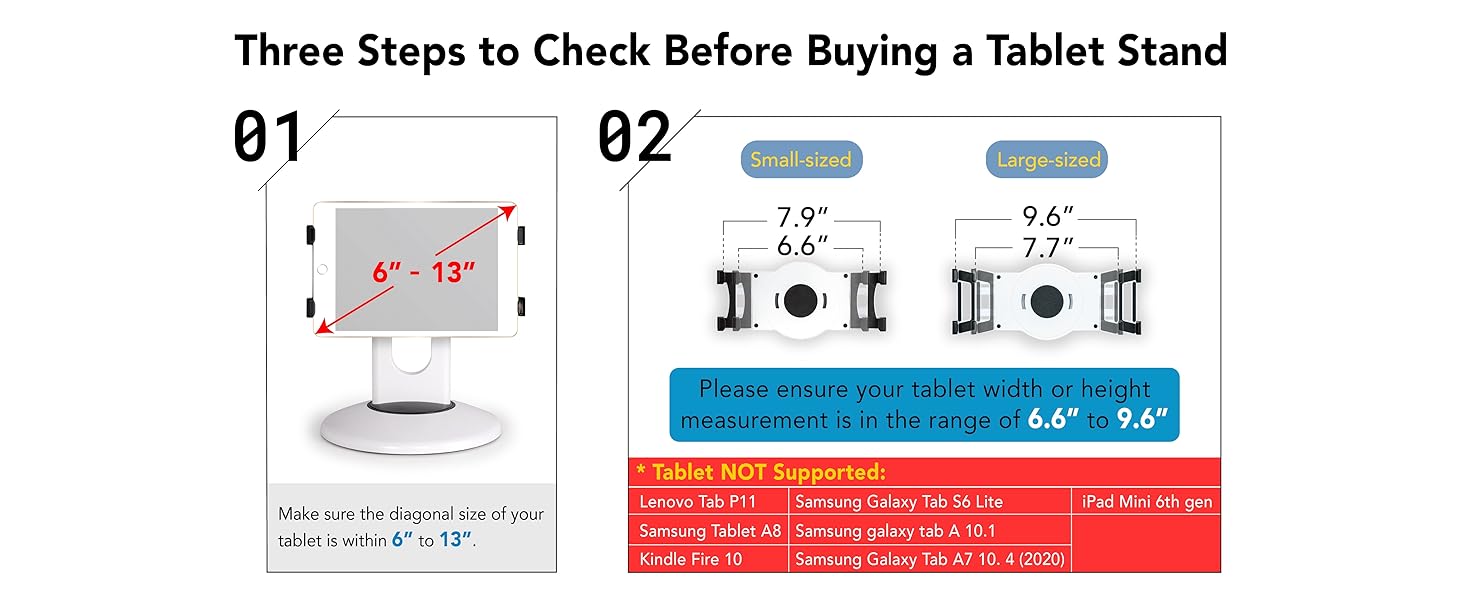 iPad Air mini 4 8 11 12.9 large tablet pro drawing swivel stand holder adjustable kiosk retail dock