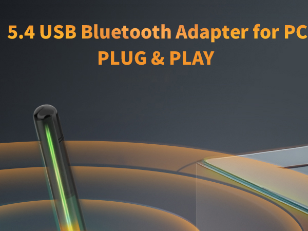 USB Bluetooth 5.4 Adapter for Desktop PC: Long Range Wireless Dongle with 5dBi Antenna Plug & Play