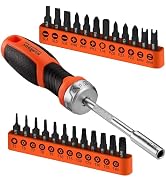 HORUSDY 25-Piece Security Torx Screwdriver Bit Set | T5-T40 Torx Bit Set 1/4 inch Ratcheting Magn...