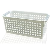 Basicwise QI003238 Rectangular Plastic Shelf Organizer with Handles, White