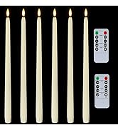 Homemory 15 inches Real Wax Flameless Taper Candles with Remote Timer, 6 Pcs Ivory LED Taper Cand...