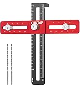 XUNTOP 6.5” Adjustable Cabinet Hardware Doweling Jig with 4mm Alignment Hole Aluminium Alloy Dril...