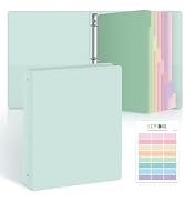 SKYDUE 1 Inch 3 Ring Binder with 8 Tab Dividers &amp; 24 Labels, Pastel Binder Organizer for Letter S...