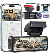 Car Camera - Dash Cam Front and Rear, 4K Dash Camera for Cars Built-in 5.8G WiFi GPS ADAS Dashcam...