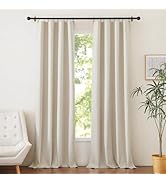 NICETOWN 100% Blackout Natural Linen Bedroom Curtains 52