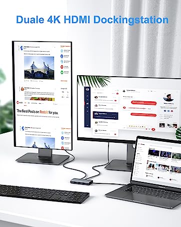 USB C Docking Station Dual Displayport Monitor for Dell/Lenovo/HP Laptop