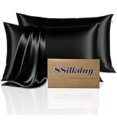 Mulberry Silk Pillow Cases 2 Pack Standard Size with Zipper, Ultra Smooth Soft Breathable Cooling...