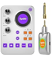Synido Portable Guitar Audio Interface with 5.8GHz Wireless Guitar Transmitter Rechargeable, 24bi...