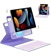 Senyoson Case for iPad 9th/8th/7th Generation with Keyboard 10.2 Inch,360° Rotatable Magnetic Key...