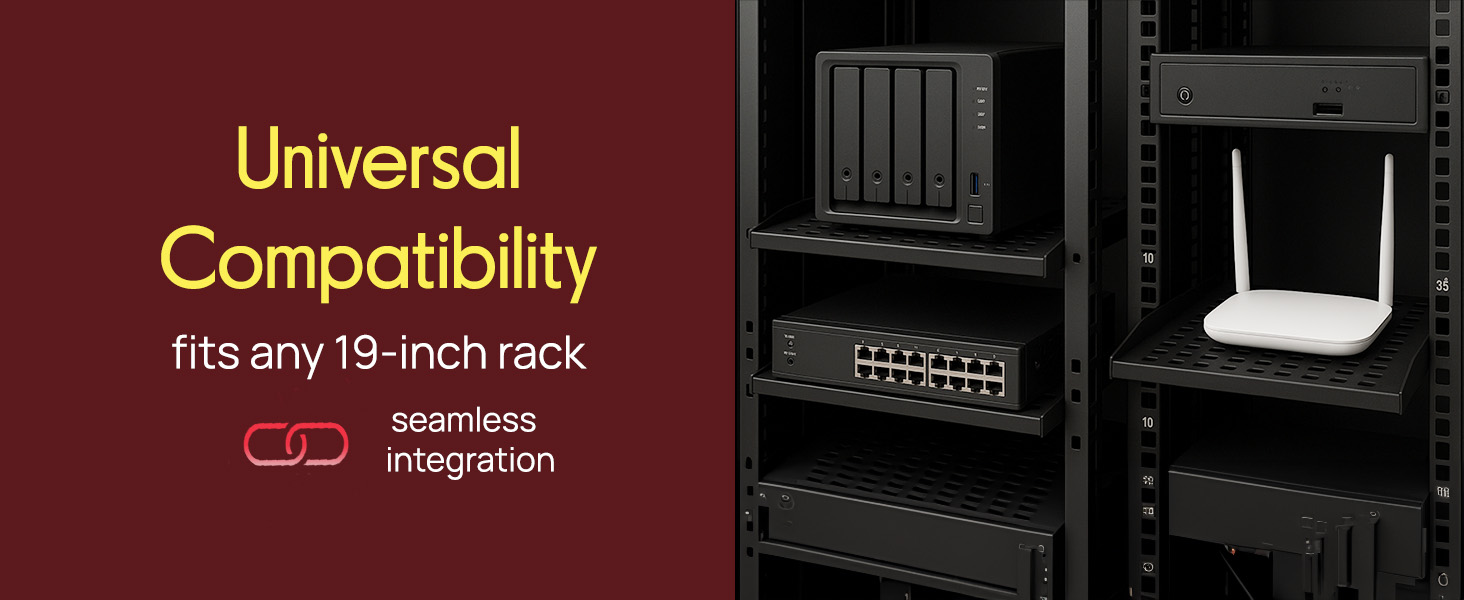 19-Inch 1U Server Rack Shelf - Vented Shelves For Good Air Circulation, Cantilever Mount, 