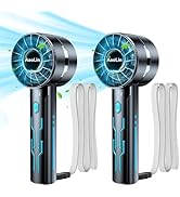 AaoLin 2pcs Portable Handheld Turbo Fan with 7000rpm High-Speed Motor USB Rechargeable Cooling Pe...