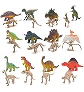 Winbar Mini Dinosaur, 24pcs Mini Dinosaur Figures and Skeletons Plastic Small Toys Little Dino Fi...